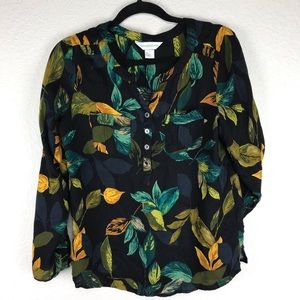 🍂 Leaf Print Long Sleeve V-Neck Top 🍂
